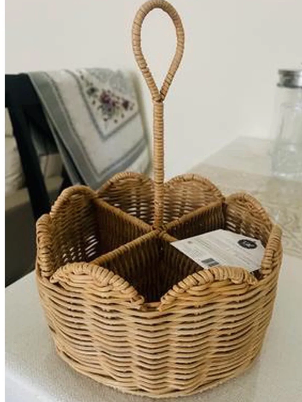 Texas House Rattan Scallop Utensil Holder, Brown, 8.25